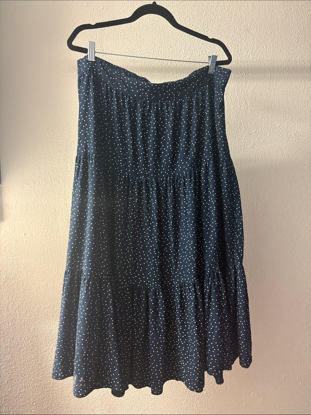 LC Lauren Conrad Navy Polka Dot Tiered Maxi Skirt